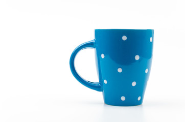 Polka mug cup isolated white background