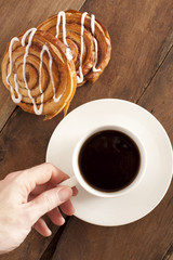 Coffee and fresh Danish for breakfast
