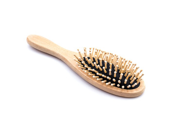 Wood comb isolated white background