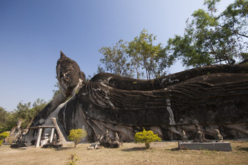 Buddha park in Vientiane, Laos. Famous travel tourist landmark o