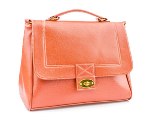 Woman leather bag isolated white background