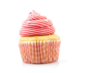 Vanilla cupcakes isolated white background