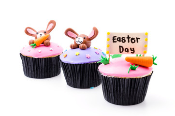 Easter cupcakes isolated white background