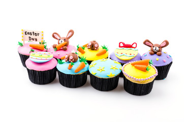 Easter cupcakes isolated white background