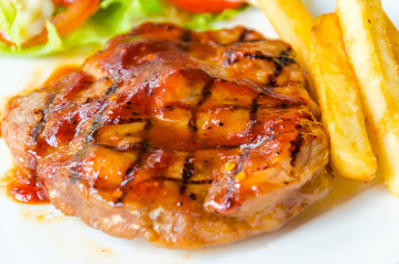 Barbecue grilled pork steak