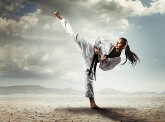 Karate girl kick - 63837118