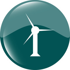 wind turbine icon, web button isolated on white