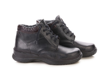 Black leather boots.