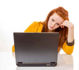young woman is stressed due to computer failure - 63839138