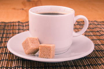 coffe on table with brown sugar