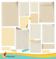 Collection of various note papers, ready for your message. Vecto - obrazy, fototapety, plakaty