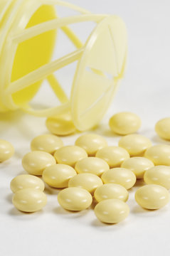 Yellow tablets near the box