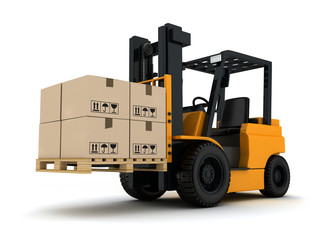 Forklift truck and box