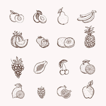 Fruits icons set