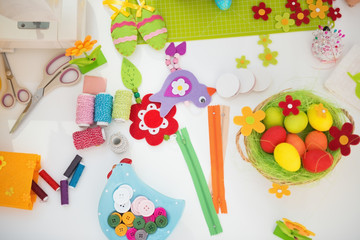 Closeup on easter decoration on table