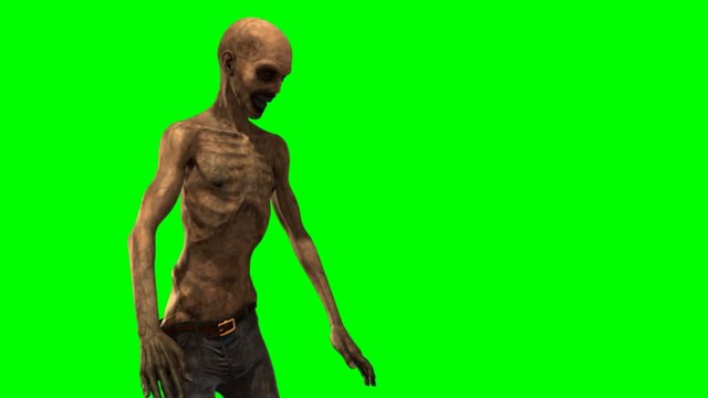 walking dead undead zombie walk  - seperated on green screen