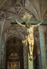 Christ Crucified sculpture in Jeronimos Monastery, Lisbon, Portu