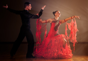  Professional ballroom dance couple preform an exhibition dance