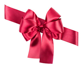 red bow made from silk ribbon isolated