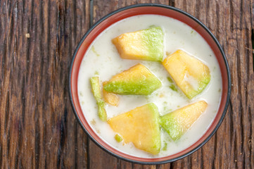 Thai cantaloupe melon in syrup