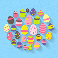 Easter eggs icon set on a blue