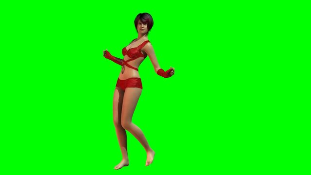 Hot Girl in sexy latex dress dances  -  green screen