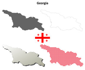 Blank detailed contour maps of Georgia