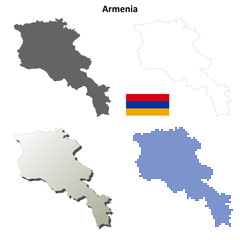 Blank detailed contour maps of Armenia