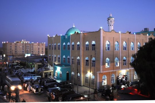 The main mosque of Hargeisa in the evening.