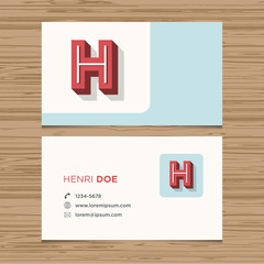 Business card template with alphabet letter H.