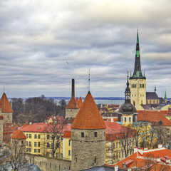 Obraz premium Estonia, Tallinn, View of the historical district of the city