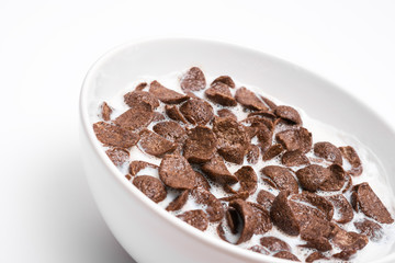 Breakfast Chocolate Cornflakes Cereal Bowl Close Up