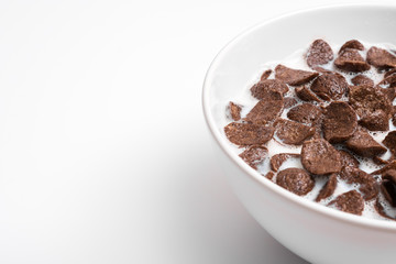 Breakfast Chocolate Cornflakes Cereal Bowl Close Up