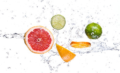 Fruit with water splash