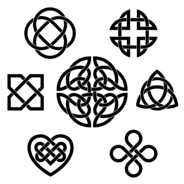 Traditional celtic infinity knot vector elements set