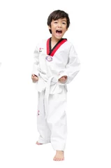 Crédence de cuisine en verre imprimé Arts martiaux Little tae kwon do boy martial art
