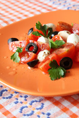 Mozzarella, tomatoes, basil