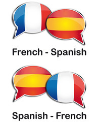 French - Spanish translator clouds