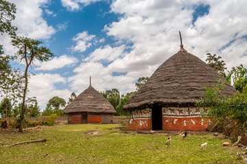 Fototapeta na wymiar Homes in the Ethiopian countryside