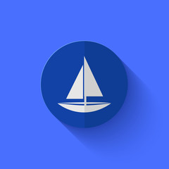 Vector modern flat blue circle icon.
