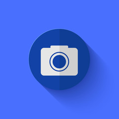 Vector modern flat blue circle icon.