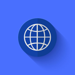 Vector modern flat blue circle icon.