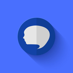 Vector modern flat blue circle icon.