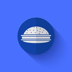 Vector modern flat blue circle icon.