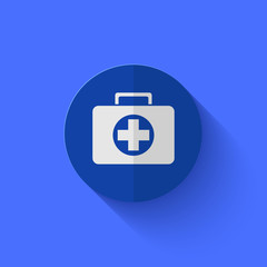 Vector modern flat blue circle icon.
