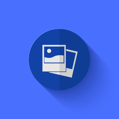 Vector modern flat blue circle icon.