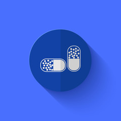 Vector modern flat blue circle icon.
