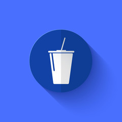 Vector modern flat blue circle icon.