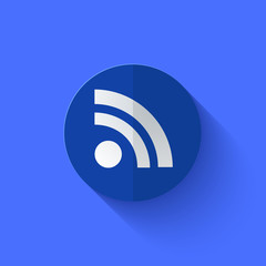 Vector modern flat blue circle icon.
