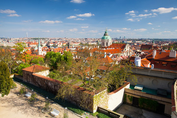 Fototapeta na wymiar View from Garden of Paradise on spring Prague - HDR Photo